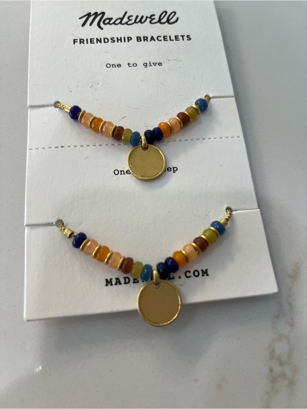 Madewell Friendship Bracelet Set of 2 Bolo Slider Gold Beaded NWOT Gift